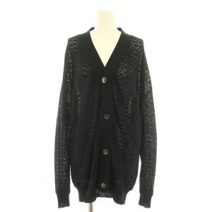 カーディガン Vネック 長袖 かぎ針編み F 黒 ブラック 0309-250-211 /YT