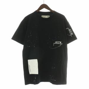 Tシャツ カットソー 半袖 クルーネック プリント L 黒 ブラック /BB