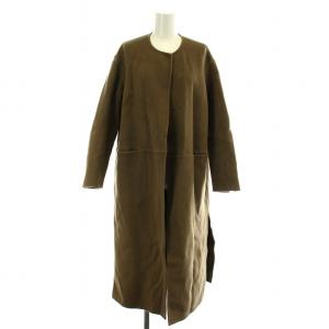 victorian リバーロングノーカラーコート ウール F ブラウン 21020500401030