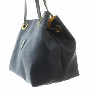 Felisi ハンドバッグ 巾着 牛革 レザー ロゴ 紺 ネイビー 17-20