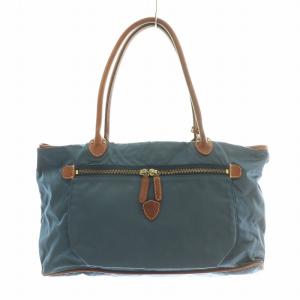 トートバッグ ハンドバッグ ナイロン レザー 切替 ロゴチャーム 紺 ネイビー 14-10 /BB