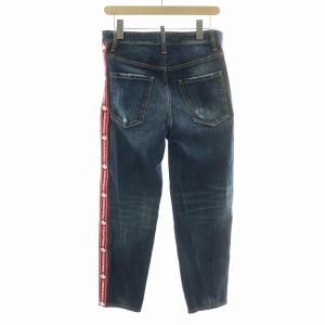 DSQUARED2 Brad Jean ブウラッドジーンズ デニムパンツ ジップフライ サイドライン ダメージ加工 42 紺 ネイビー 赤 レッド