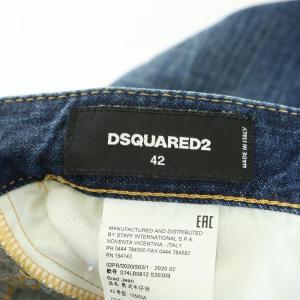DSQUARED2 Brad Jean ブウラッドジーンズ デニムパンツ ジップフライ サイドライン ダメージ加工 42 紺 ネイビー 赤 レッド