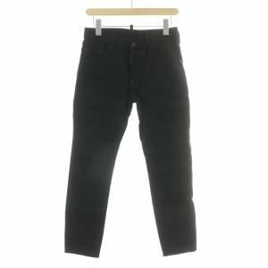 デニムパンツ ジーンズ ボタンフライ ダメージ加工 ロゴパッチ 42 黒 ブラック S74LB0861