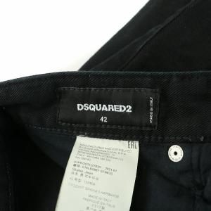 DSQUARED2 デニムパンツ ジーンズ ボタンフライ ダメージ加工 ロゴパッチ 42 黒 ブラック S74LB0861