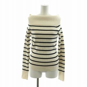 24AW オフショルニット 長袖 ボーダー プルオーバー F ホワイト ブラック /NQ