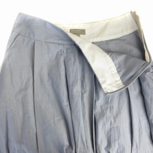 MARGARET HOWELL フレアスカート ミモレ ロング タック 3 青 ブルー 578-9132019