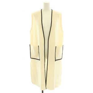 23SS ミラノリブロングジレ ベスト 前開き アウター S アイボリー 黒 ブラック 11-02-32-02401