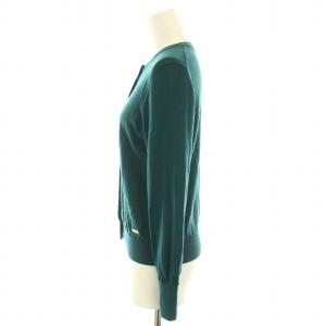 BLUE LABEL CRESTBRIDGE ニットカーディガン クルーネック 長袖 ハイゲージ ウール 38 緑 グリーン 55N03-836-74