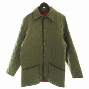 キルティングジャケット ウール ステンカラー 長袖 36 黄緑