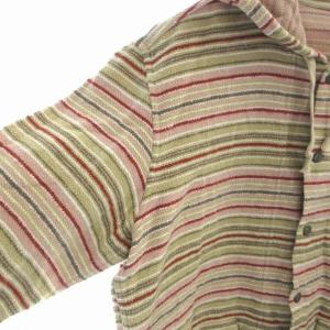 Papas パーカー ジャケット ボーダー柄 前開き 長袖 起毛 LL ピンク ベージュ