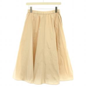 24SS シャイニータフタギャザーフレアスカート ロング マキシ 38 ピンクベージュ 10241711190