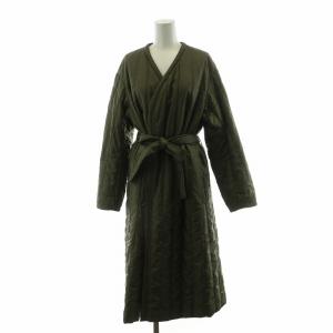 キルティングラップコート ロング アウター 長袖 ベルト付き M カーキ ZU86-FA017 /NQ