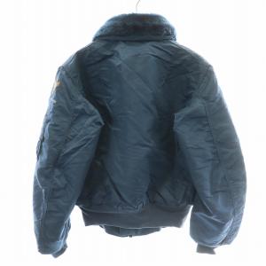 ALPHA INDUSTRIES 90s フライトジャケット アウター ファー ナイロン ジップアップ ロゴ プリント M 紺 ネイビー