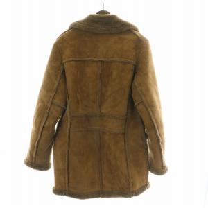 Schott ムートンコート ボア スエード アウター ロング丈 38 茶 ブラウン