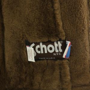 Schott ムートンコート ボア スエード アウター ロング丈 38 茶 ブラウン