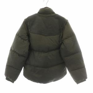 Schott 90s ダウンジャケット レザー 切替 スタンドカラー アウター ロゴ 刺繍 38 茶 ブラウン /BB