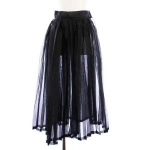 オーガンジープリーツロングスカート シアー S ブラック LN-S15-901 /KH