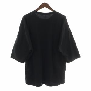 Ground Y Tシャツ カットソー 七分袖 クルーネック ドルマンスリーブ 無地 ストレッチ 3 黒 ブラック /BB