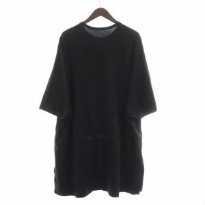 Ground Y スナップスリットショートカットソー Tシャツ 半袖 クルーネック 無地 ストレッチ 3 黒 ブラック GN-T19-040