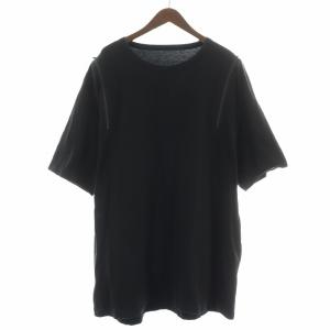 Tシャツ 半袖 クルーネック ファスナー 3 黒 ブラック /BB