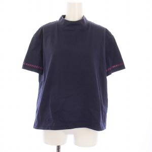 HERMES 23SS カルトゥッシュ モックネックTシャツ 36 ネイビー