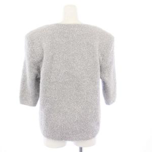 LUDLOW 24SS パワーショルダーニット ラメ シルバー 24S-Knit 002