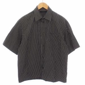 シャツ 半袖 ストライプ シルク 44 黒 2001-SH09-M106 /BM