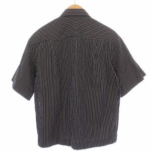 TARO HORIUCHI シャツ 半袖 ストライプ シルク 44 黒 2001-SH09-M106 /BM