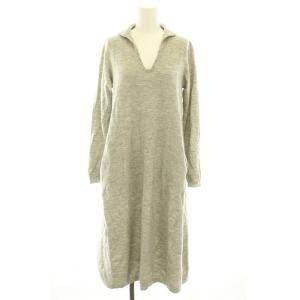 ニットワンピース ロング Vネック スキッパー 長袖 ウール 0 グレー 5105023 /YT