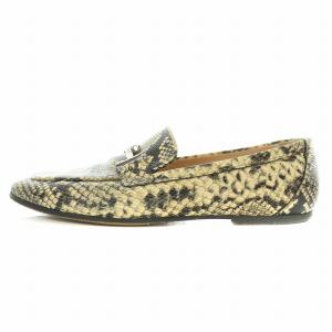 TOD'S ローファー ラウンドトゥ ローヒール レザー クロコ型押し 37 黒 ブラック ベージュ /BB