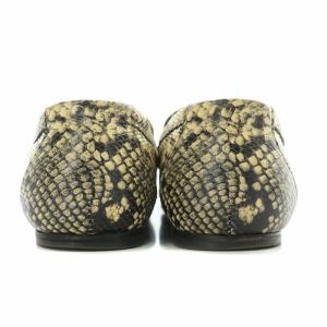 TOD'S ローファー ラウンドトゥ ローヒール レザー クロコ型押し 37 黒 ブラック ベージュ /BB