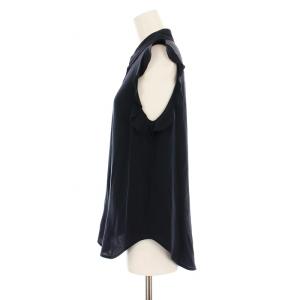 STELLA McCARTNEY 453317 SY206 シャツ ブラウス ノースリーブ フリルスリーブ シルク 38 紺 ネイビー