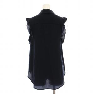 STELLA McCARTNEY 453317 SY206 シャツ ブラウス ノースリーブ フリルスリーブ シルク 38 紺 ネイビー
