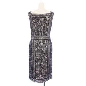 TADASHI SHOJI スクエアネックタイトドレス ノースリーブワンピース ひざ丈 レース 0 ネイビー BOE20308MJ