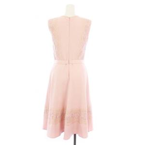 TADASHI SHOJI フィット&フレア レース切替ドレス ノースリーブワンピース ひざ丈 0 ピンク BPA20631MJ /KH