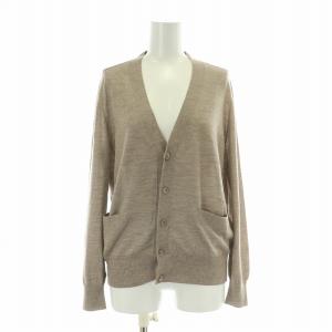 18GカシミヤシルクVネックカーディガン ニット 長袖 薄手 1 茶 ブラウン /BB