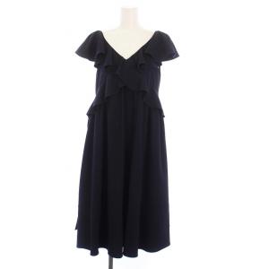 MARGARET Dress ノースリーブワンピース ロング フリル XS ネイビー 43686 /KH