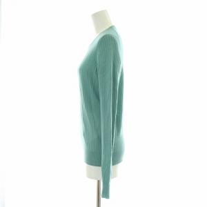 Drawer 18Gカシミヤシルククルーネックニット 長袖 薄手 無地 2 青 ブルー 6513-106-0911