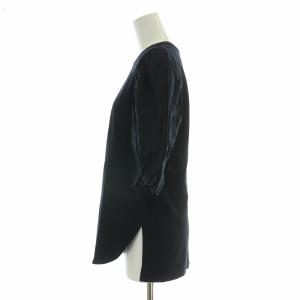 Drawer パフスリーブカットソー 五分袖 クルーネック ストレッチ 無地 F 黒 ブラック 6517-206-0640