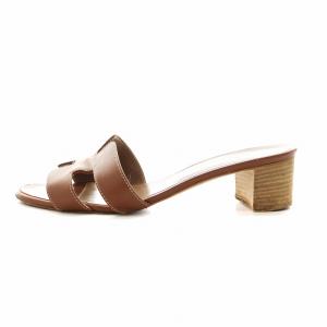 HERMES オアジス Hモチーフ サンダル 38 ブラウン 071002Z