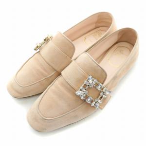 ローファー フラットシューズ スクエアトゥ スエード 装飾 38 ピンク /BB