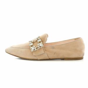 ROGER VIVIER ローファー フラットシューズ スクエアトゥ スエード 装飾 38 ピンク /BB