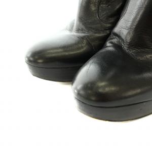 Sergio Rossi ロングブーツ アーモンドトゥ ハイヒール レザー 38 25.0cm 黒 ブラック 8409 6812