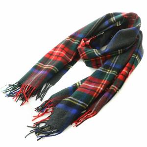 マフラー フリンジ カシミヤ チェック柄 マルチカラー