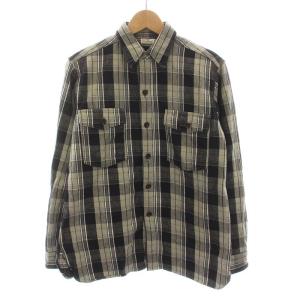 DUCK DIGGER ダックディガー ネルシャツ チェック コットン 長袖 38 グレー 黒 /YM