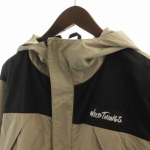 WILDTHINGS ワイルドシングスシャモニージャケット ジップアップパーカー フーディー S ベージュ 黒 ブラック WT19127PA