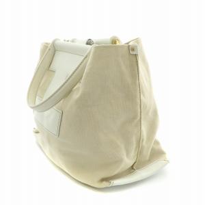 IACUCCI ソルベット S CORDURA RUGA ハンドバッグ キャンバス レザー 切替 ポーチ付き F 白 ホワイト