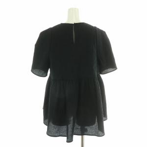 yori フクレフレアブラウス シャツ 半袖 クルーネック ストレッチ 38 黒 ブラック YR2221-080SM-4