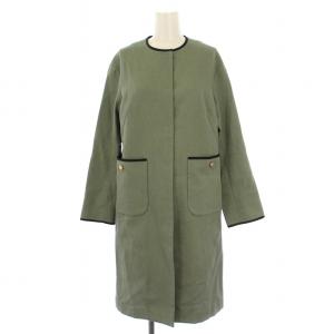 22SS パイピングノーカラーコート ロング スプリング 緑 グリーン /DK